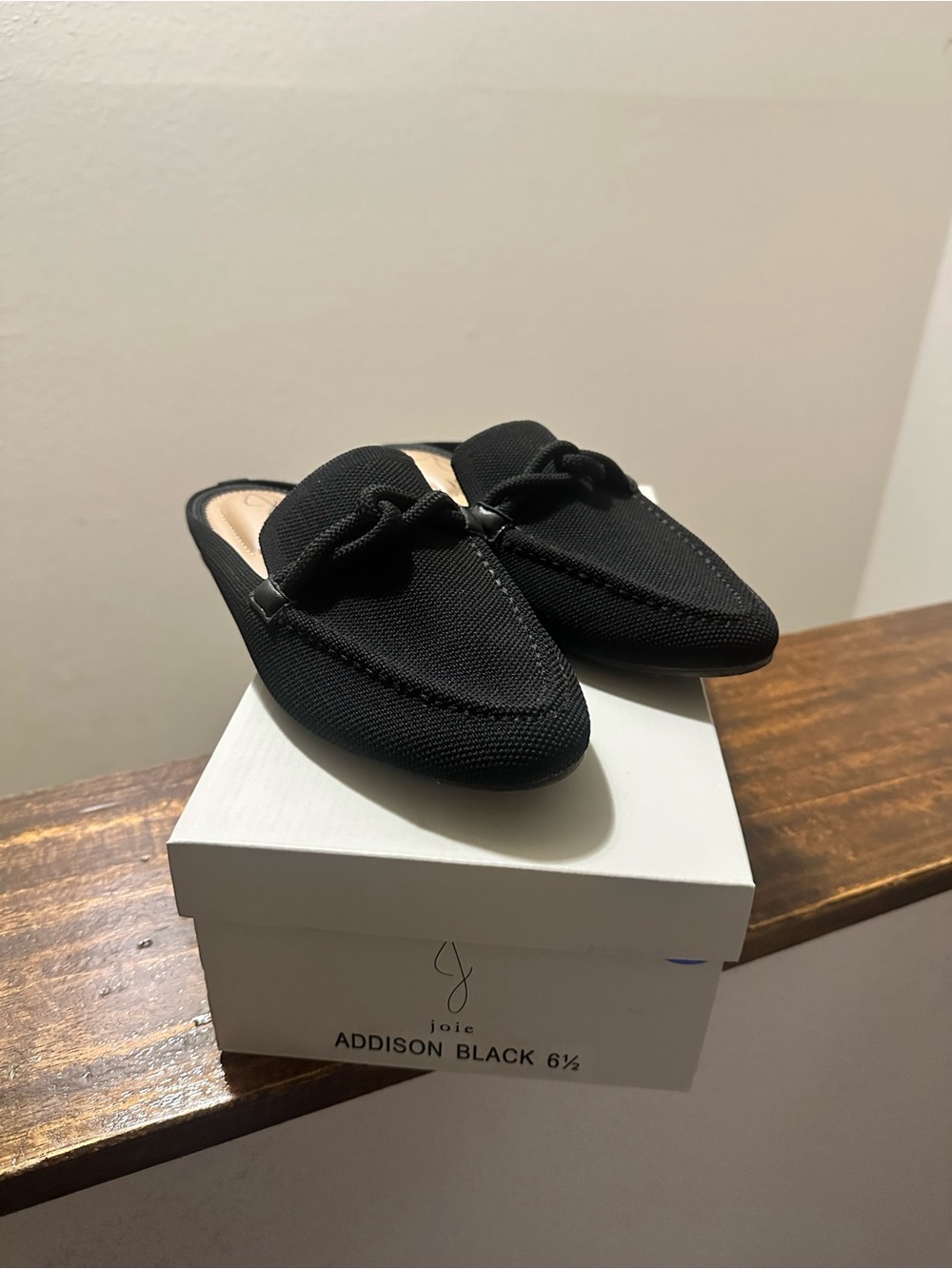 Joie Black Knit Slip-On Knot Mule